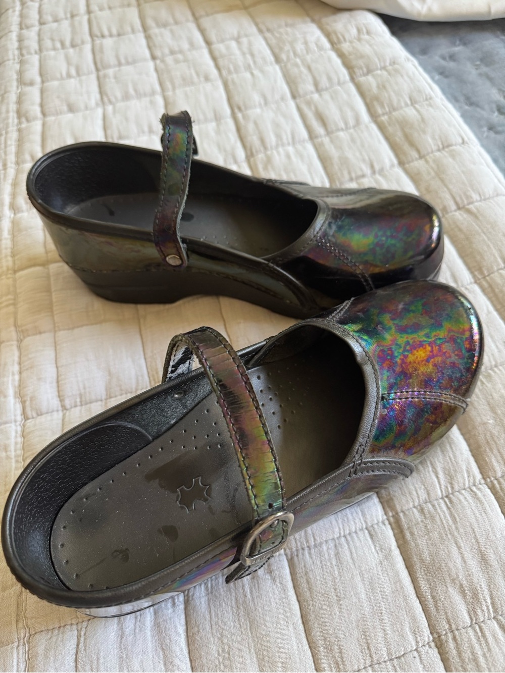Dansko Women's Iridescent Mary Jane Clogs - Black with Multicolor Sheen